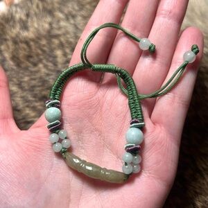 Multi-toned green bamboo jade bracelet
